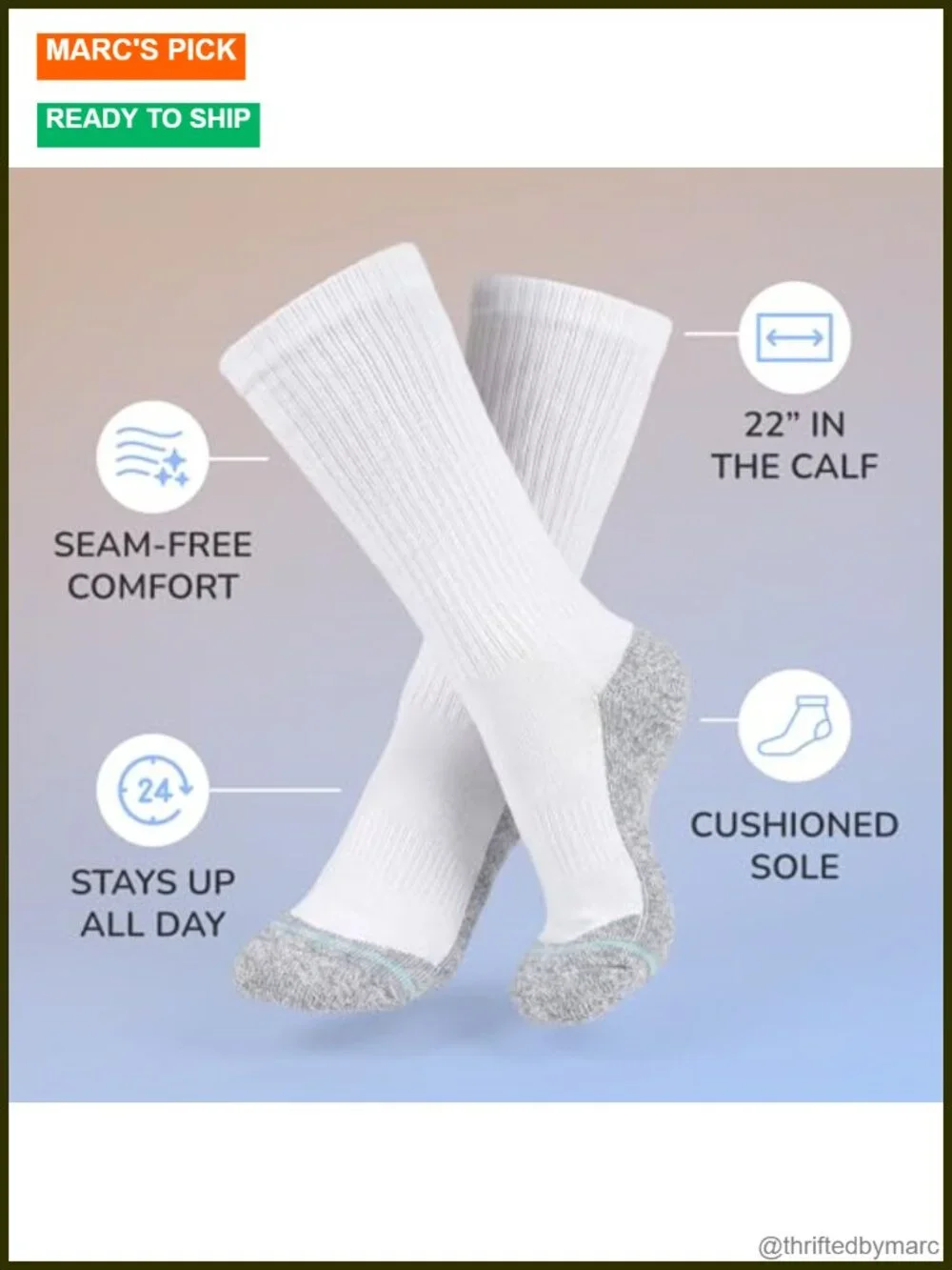 Crew Socks 3-Pack Wide Fit Calf Socks Superior Stretch Comfort Cotton Nylon